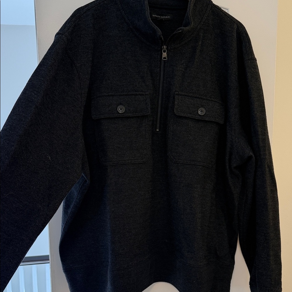 Banana Republic Men's Dark Gray Zip-Up Sweater